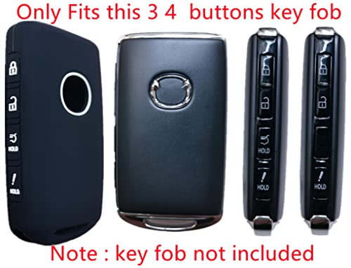Black with Gray 2Pcs 4 Buttons Silicone Smart Remote Key Fob for Mazda 3 6 CX-30 CX-5 CX-9 CX-50 (2025-2019) Key Fob Cov