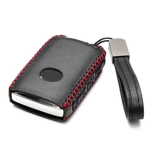  Black/Red Vitodeco Leather Remote Key Case Cover Protector for Mazda 3, 6, CX-5, CX-3, CX-9, CX-50, CX-30, CX-70, CX-90