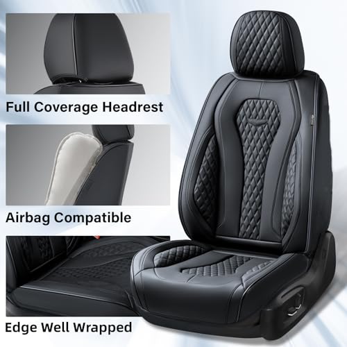 Coverado Waterproof Black Car Seat Covers, Front Seats, Universal Fit Most Cars
Coverado Leatherette Car Seat Protector,