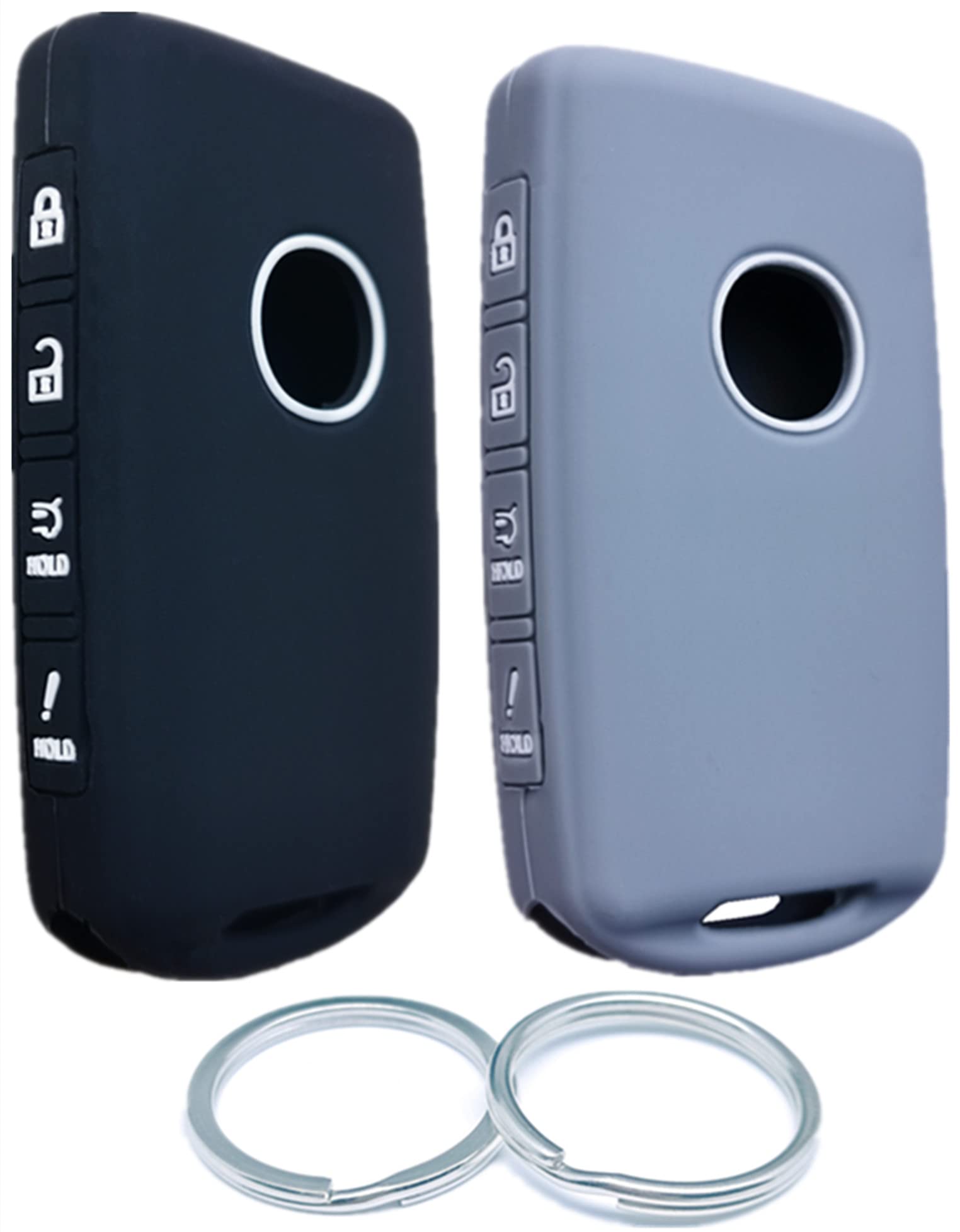 Black with Gray 2Pcs 4 Buttons Silicone Smart Remote Key Fob for Mazda 3 6 CX-30 CX-5 CX-9 CX-50 (2025-2019) Key Fob Cov